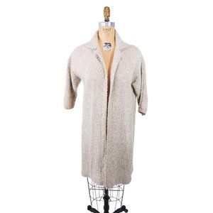 Vintage 1980s Beige Sweater Coat Speckled Open Knit Fall